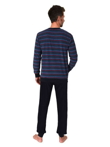 NORMANN langarm Frottee Schlafanzug Pyjama Bündchen - 82318 in blau