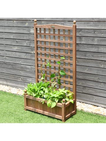 COSTWAY Blumenkasten mit Rankgitter 64,5 x 28 x 120 cm in Braun
