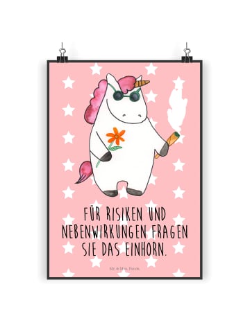 Mr. & Mrs. Panda Plakat Einhorn Woodstock mit Spruch in Rot Pastell