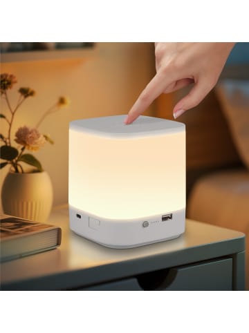 ZMH Tischleuchte LED in weiß 3600 mAh Akku Touch Dimmbar USB Wiederaufladbar
