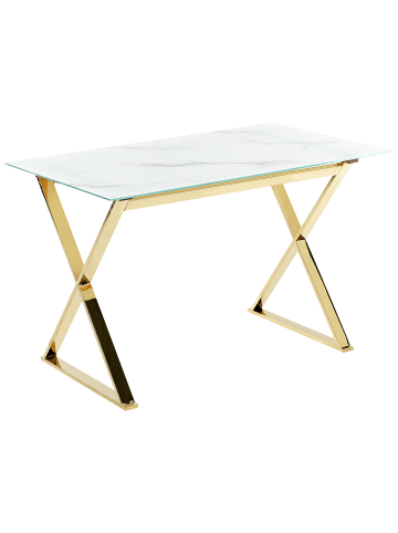 Beliani Esszimmertisch ATTICA in Weiß/Gold - (W) 70 x (H) 75 x (L) 120 cm