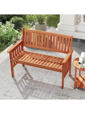 COSTWAY Gartenbank Holz 2-Sitzer in Braun