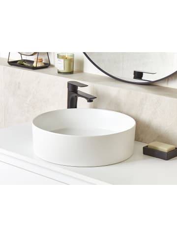 Beliani Waschbecken TEBAR in Weiß - (W) 40 x (H) 12 x (L) 40 cm