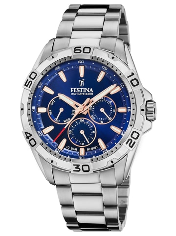 Festina Herren-Uhr Multifunktion Stahl/Blau