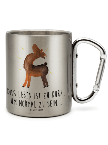 Mr. & Mrs. Panda Edelstahl Trinkbecher Lama Stolz mit Spruch in Silber
