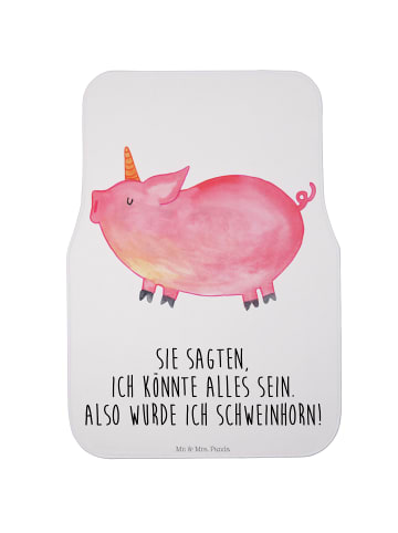 Mr. & Mrs. Panda Fahrer Autofußmatte Einhorn Schwein mit Spruch in Weiß