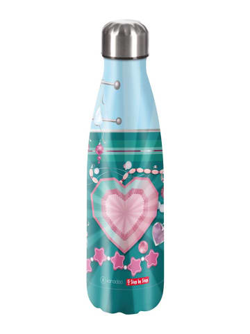 Step by Step Edelstahl-Trinkflasche Glitter Heart Hazle in blau/pink