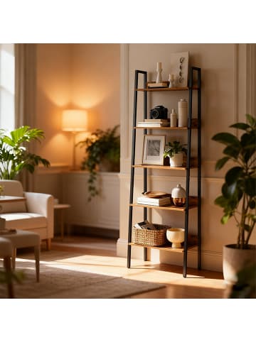 relaxdays Standregal in Braun/ Schwarz – (B)60 x (H)170 x (T)30 cm