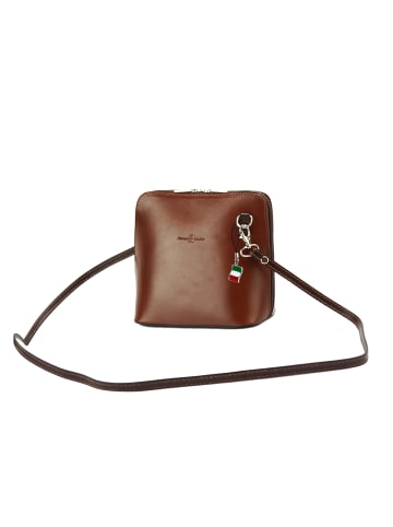 Florence Florence Umhängetasche, Schultertasche Leder braun, dunkelbraun ca. 17cm
