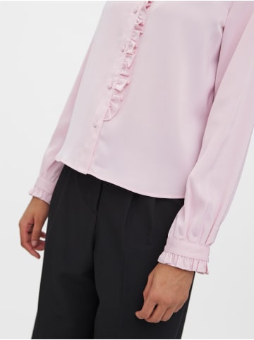 Vero Moda Business Satin Bluse Elegantes Volant Hemd VMADJURE in Rosa