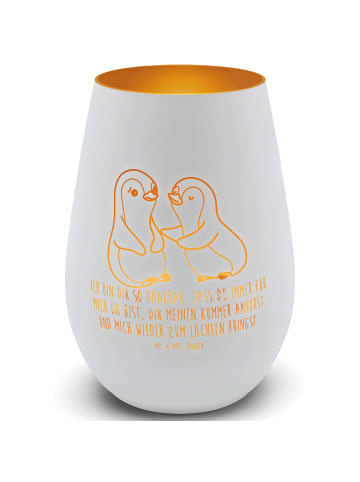 Mr. & Mrs. Panda Kerzenständer Pinguine trösten mit Spruch in Weiß