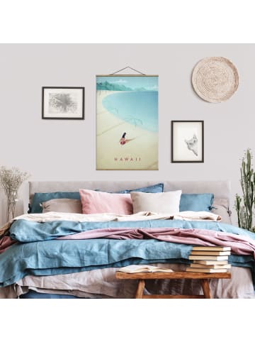 WALLART Stoffbild mit Posterleisten - Reiseposter - Hawaii in Creme-Beige