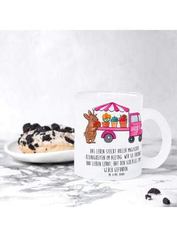 Mr. & Mrs. Panda Glasbecher Osterhase Blumenwagen mit Spruch in Transparent