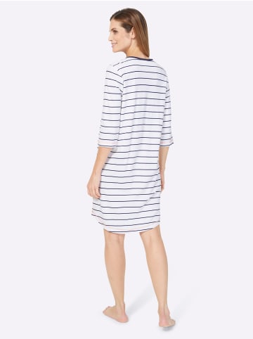 WITT WEIDEN Sleepshirt in weiß-marine-geringelt