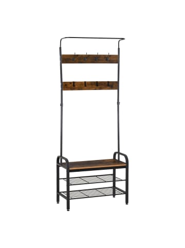 HOMCOM Garderobenständer-B72 x T34 x H185 cm-Schwarz + Natur