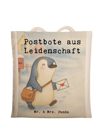 Mr. & Mrs. Panda Tote Bag Postbote Leidenschaft Design mit Spruch in Weiß