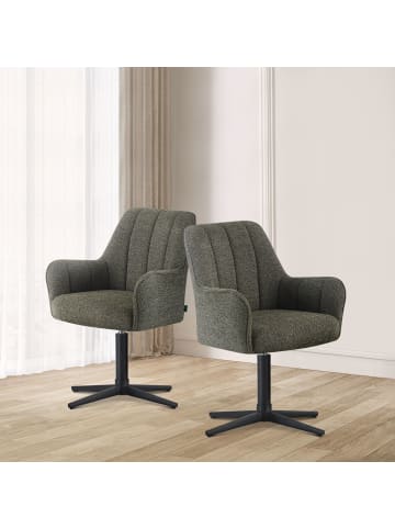 DUBI Möbel 2er-Set: Drehstuhl THOMAS-ROMY in Grün - (B)58 x (H)87 x  (T)62 cm