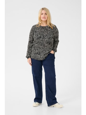 KAFFE curve Langarm-Bluse KCmila in Black/Turtledove Graphic Dot