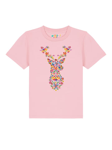 wat? Apparel T-Shirt Floral Deer in Rosa