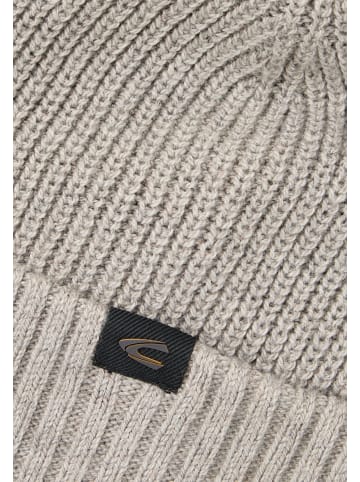 Camel Active Winddichte Strickmütze mit Umschlag in Grau