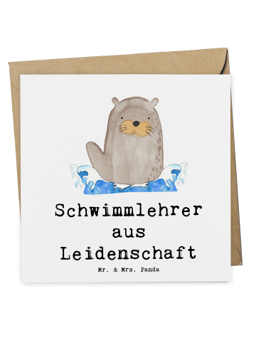Mr. & Mrs. Panda Klappkarte Schwimmlehrer Leidenschaft mit Spruch in Weiß