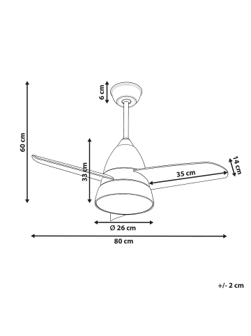 Beliani Deckenventilator mit Licht STRAWBERRY in Grau/Weiß