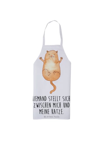 Mr. & Mrs. Panda Schürze Katze Umarmen mit Spruch in Weiß
