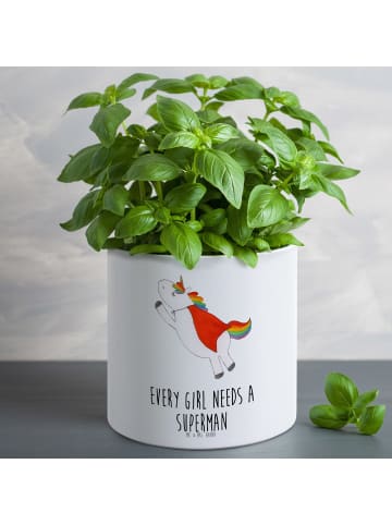 Mr. & Mrs. Panda Pflanzkübel Einhorn Super mit Spruch in Weiß