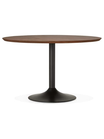 KADIMA DESIGN Runder Esszimmertisch, Holzplatte & Metallgestell, leicht zu reinigen in Braun