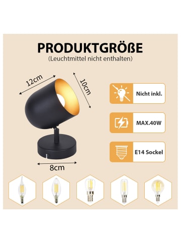 ZMH Deckenleuchte in Schwarzgold 1-flammige E14 Vintage schwenkbar Deckenspots