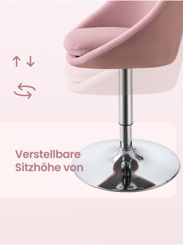 VASAGLE Barhocker Lenna in Rosa-Grau - (B)50.5 x (H)(68.5-80.5) x (T)52 cm