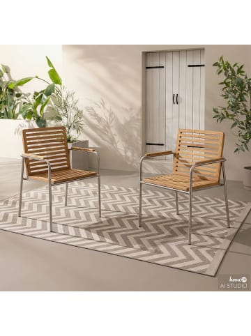 home24 Stapelstuhl Softline 2er-Set in Teak