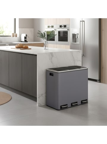 SONGMICS Mülleimer Island in Grau - (B)35.2 x (H)56.4 x (T)61.7 cm - 3 x 18 L