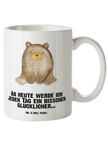 Mr. & Mrs. Panda Jumbo Tasse Bär sitzend mit Spruch in Weiß