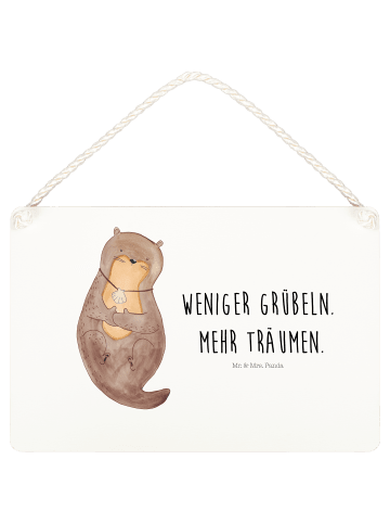 Mr. & Mrs. Panda Deko Schild Otter Muschel mit Spruch in Weiß