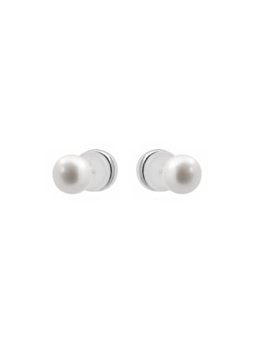 Luxenter Luxenter white pearl earrings with silver finish - Yairak