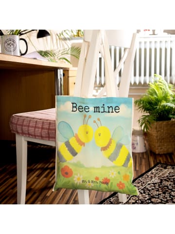 Mr. & Mrs. Panda Stofftragetasche Biene Liebe Design mit Spruch in Weiß