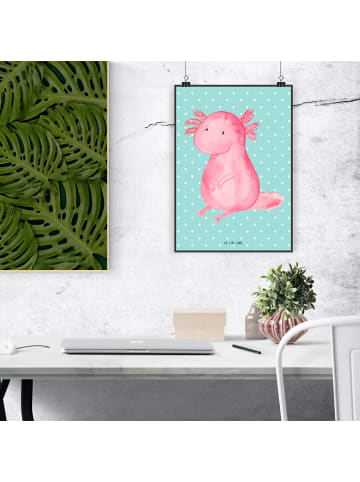 Mr. & Mrs. Panda Kunstdruck Axolotl Niedlich ohne Spruch in Türkis Pastell