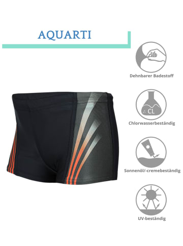 Aquarti Jungen Schwimmhose Kontrastfarbige Einsätze in schwarz/rot
