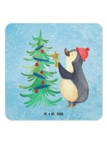 Mr. & Mrs. Panda Untersetzer Pinguin Weihnachtsbaum ohne Spruch in Eisblau