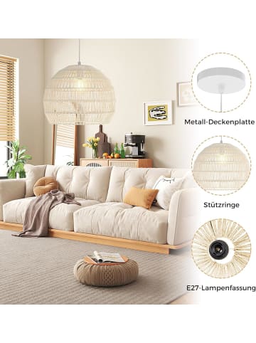 COSTWAY Pendelleuchte Deckenleuchte geflochten E27 in Beige