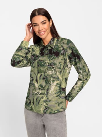 Heine Hemdbluse in khaki-lindgrün-bedruckt