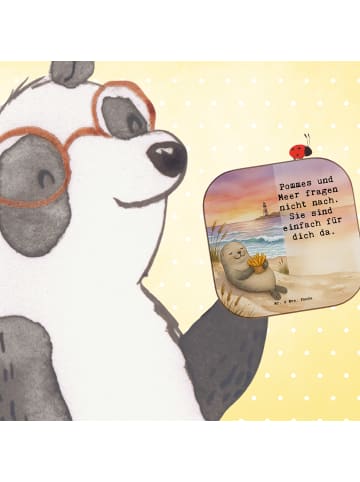 Mr. & Mrs. Panda Glasuntersetzer Robbe Pommes Design mit Spruch in Weiß