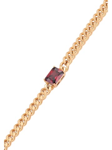 faina Women Crystal-Studded Chain Link Bracelet in Rose Gold Red