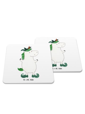 Mr. & Mrs. Panda Bierdeckel Einhorn Joker ohne Spruch in Weiß