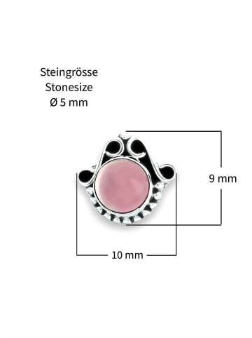 mantraroma 925er Silber - Ohrstecker (L) 10 x (B) 9 mm mit Rosenquarz