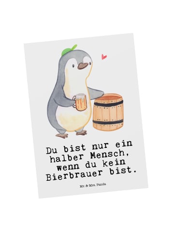 Mr. & Mrs. Panda Postkarte Bierbrauer Herz mit Spruch in Weiß