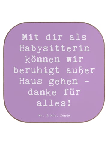 Mr. & Mrs. Panda Coaster Spruch Babysitter Dank mit Spruch in Lavendeltraum