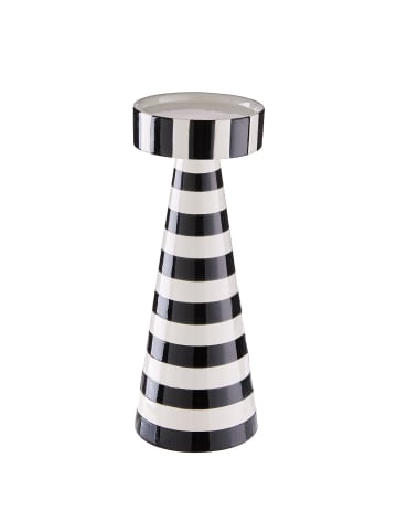 Butlers Butlers Stumpenkerzenhalter STRIPES in Weiß / Schwarz