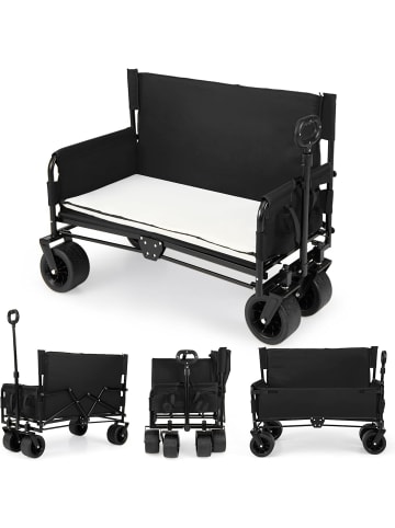 COSTWAY 2 in 1 Bollerwagen faltbar mit Sitzbank in Schwarz